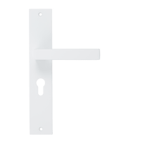 Lorto - Weiße Türklinke - Zylinderschlossloch - Gerades langes Schild - PC 55mm