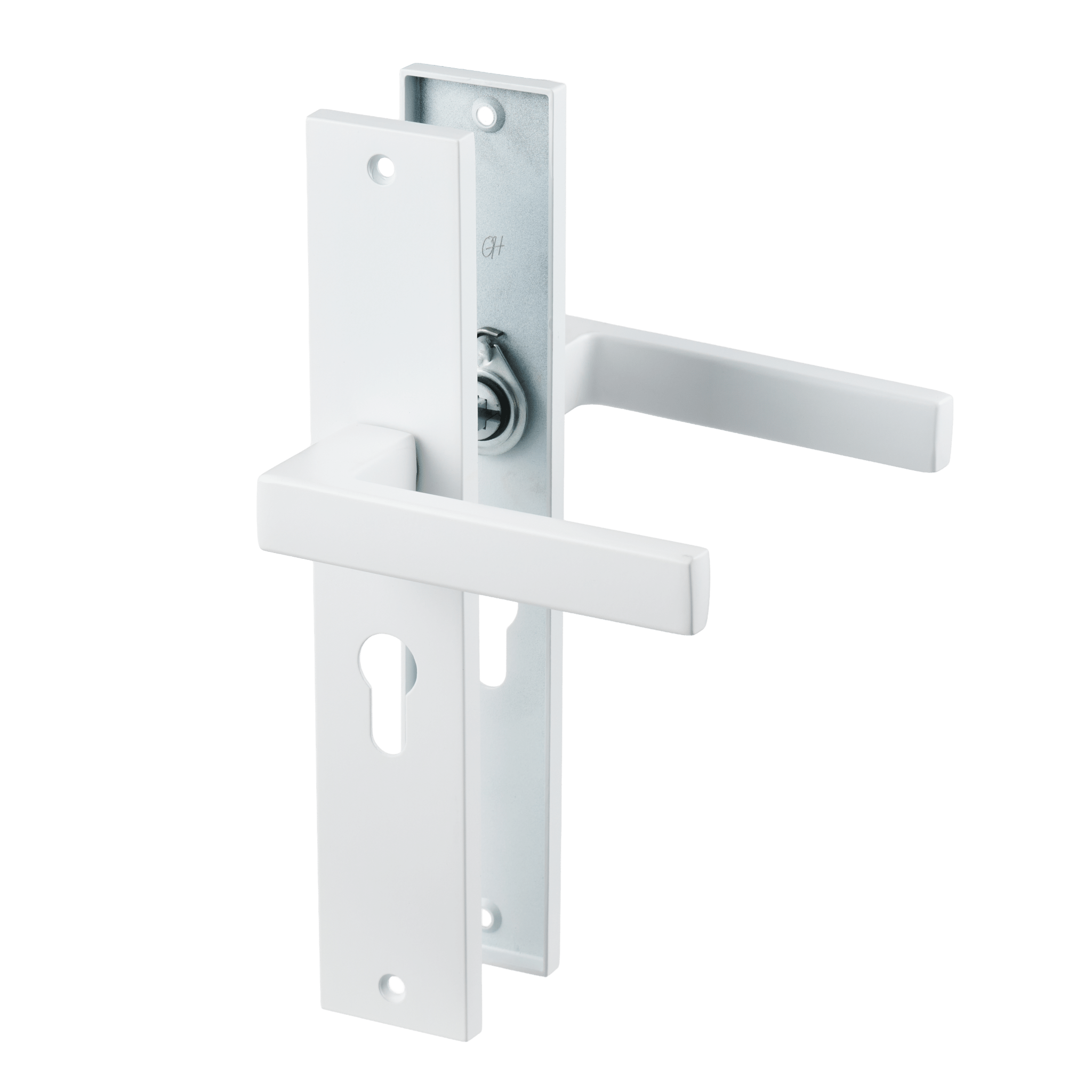 Lorto - Witte Deurklink - Cilindergat - Recht Lang Schild - PC 55mm