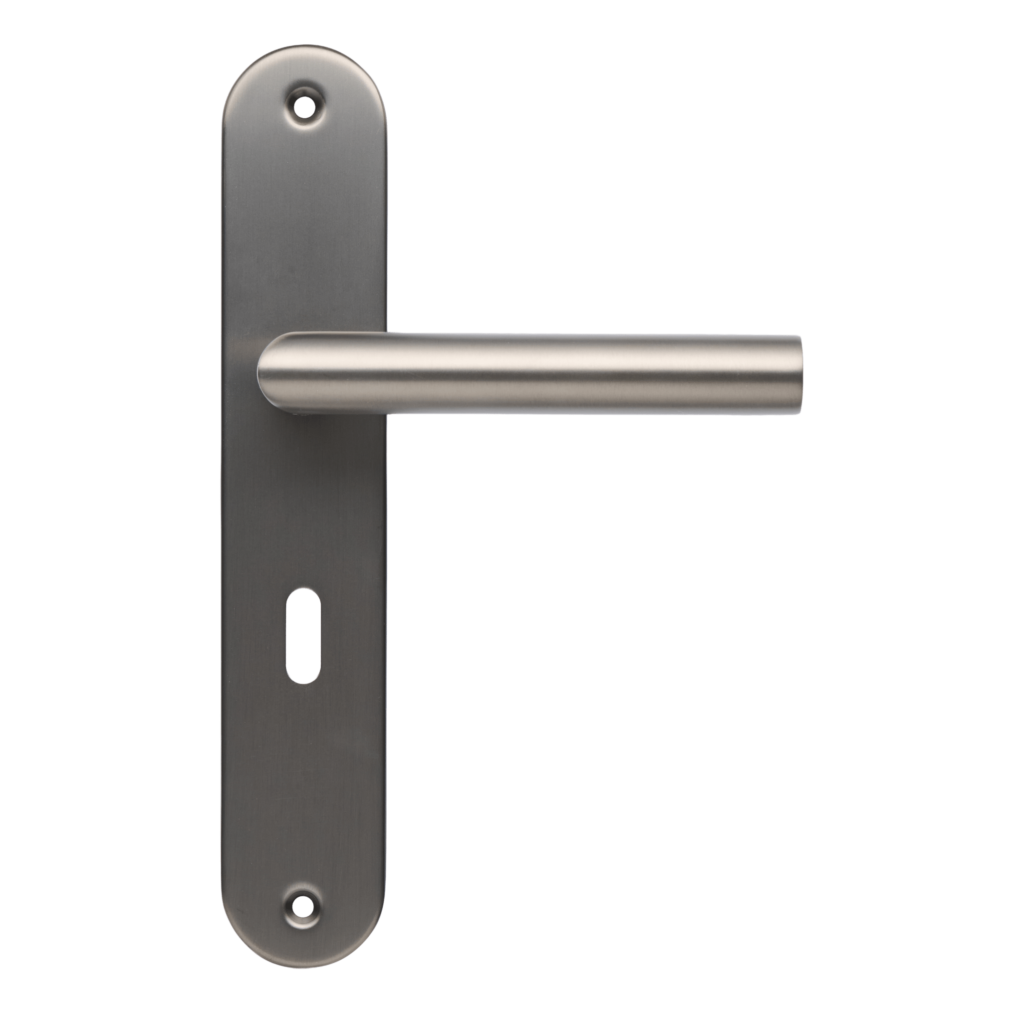 Deurbeslag met sleutelgat, in kleur gun metal van Ostiumhome.