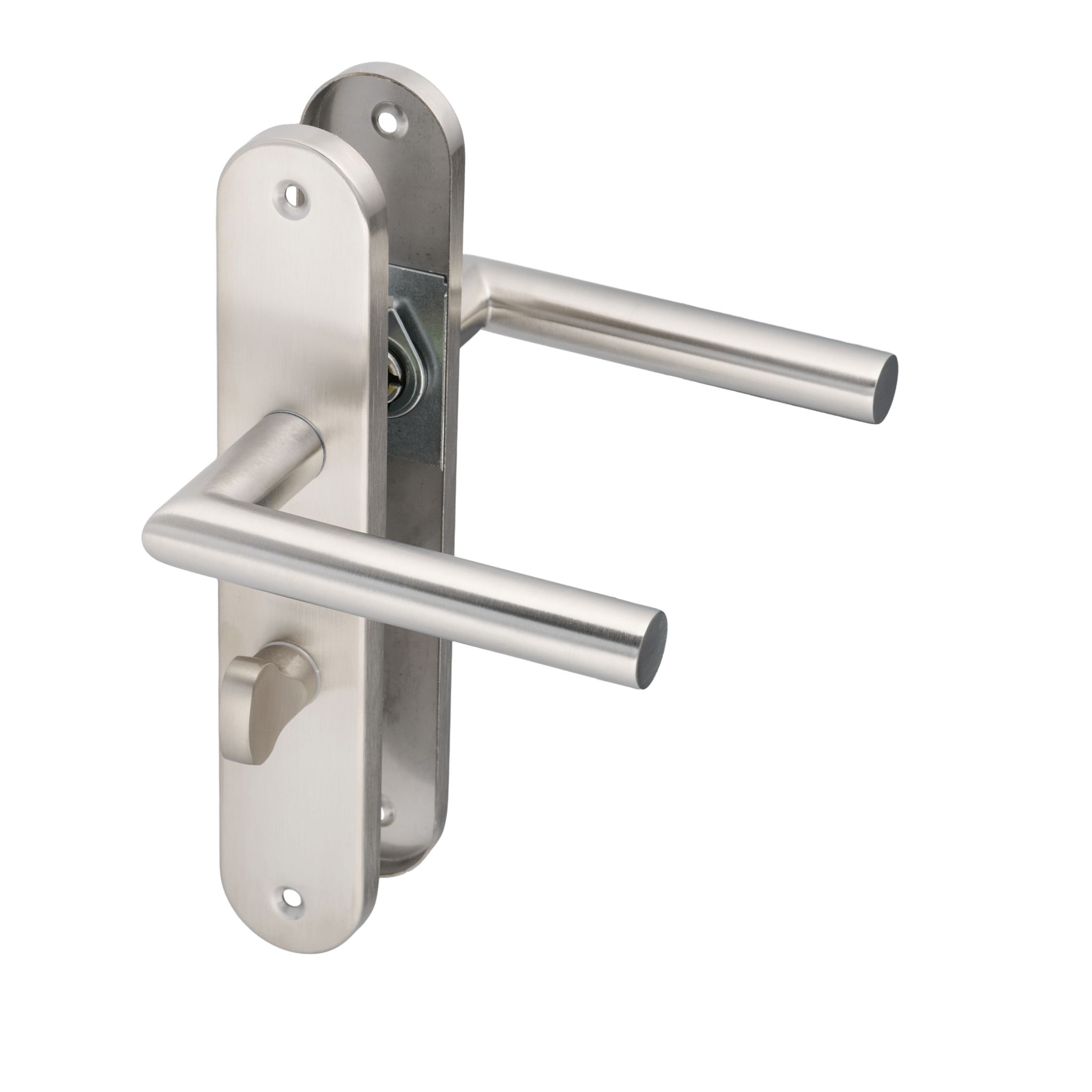 Deurklink op rond schild met WC-slot van Ostiumhome.