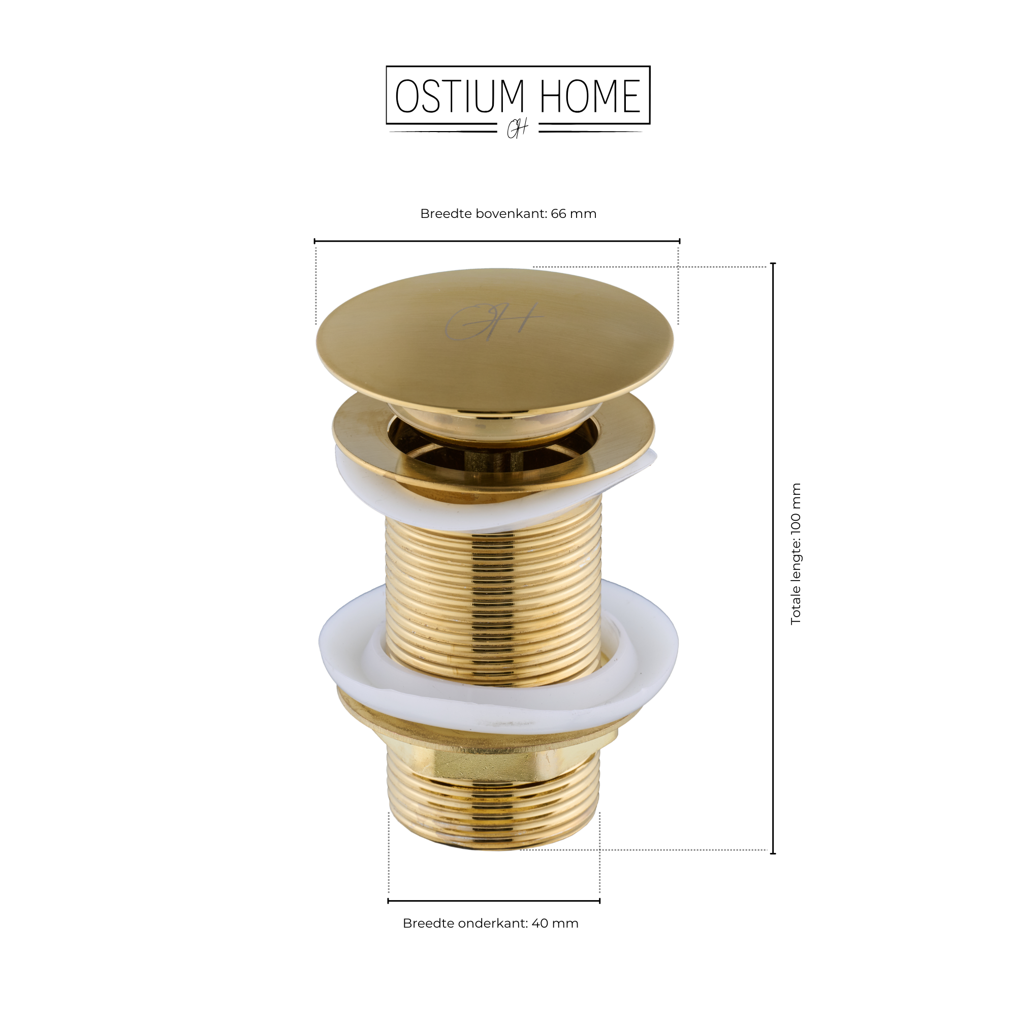 Afmetingen van de gouden afvoerplug van Ostiumhome