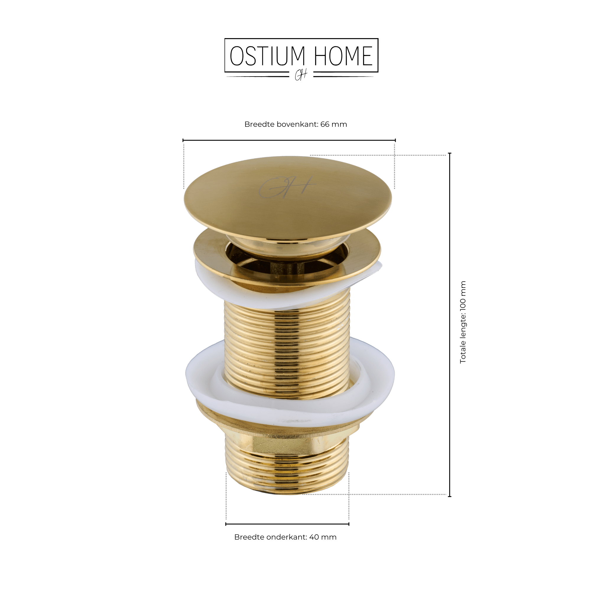 Afmetingen van de gouden afvoerplug van Ostiumhome