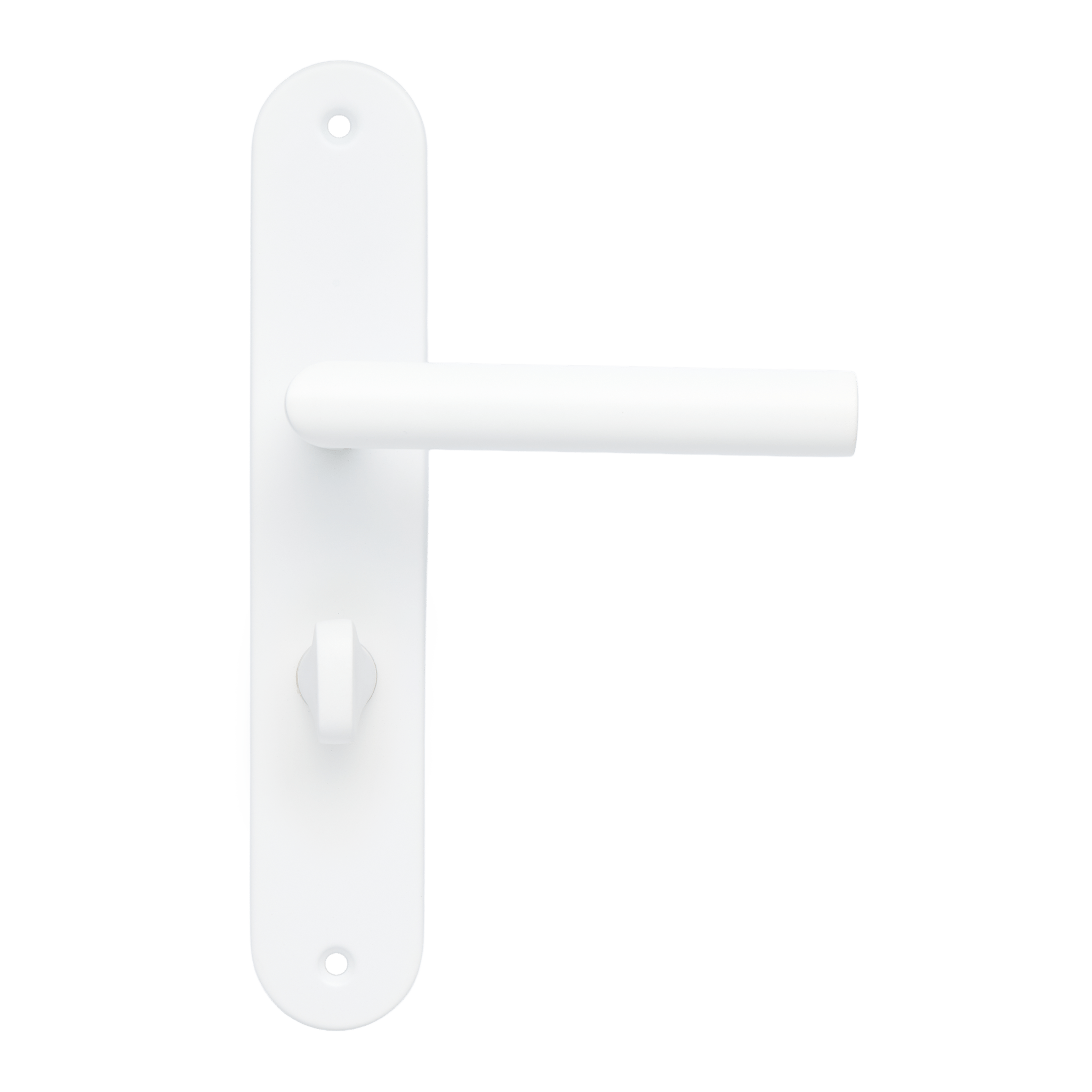 Witte deurklink op rond schild met hartafstand 63 mm van Ostiumhome.