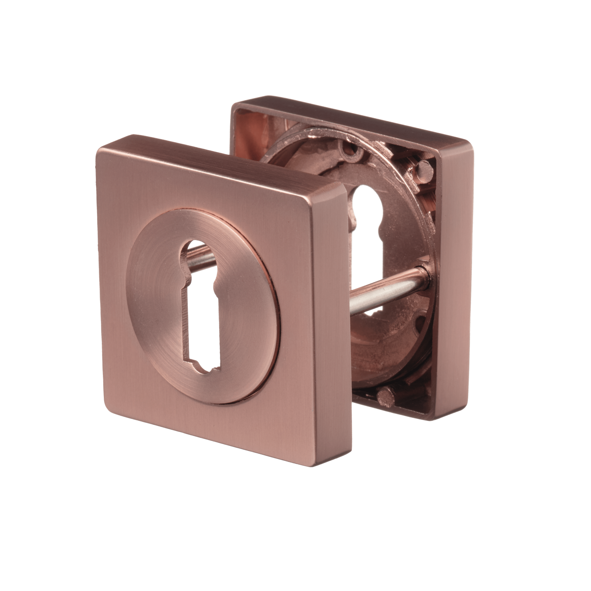 Set van twee vierkante sleutelrozetten Alba in mat koper 50 × 50 mm passend bij Alba deurklinken