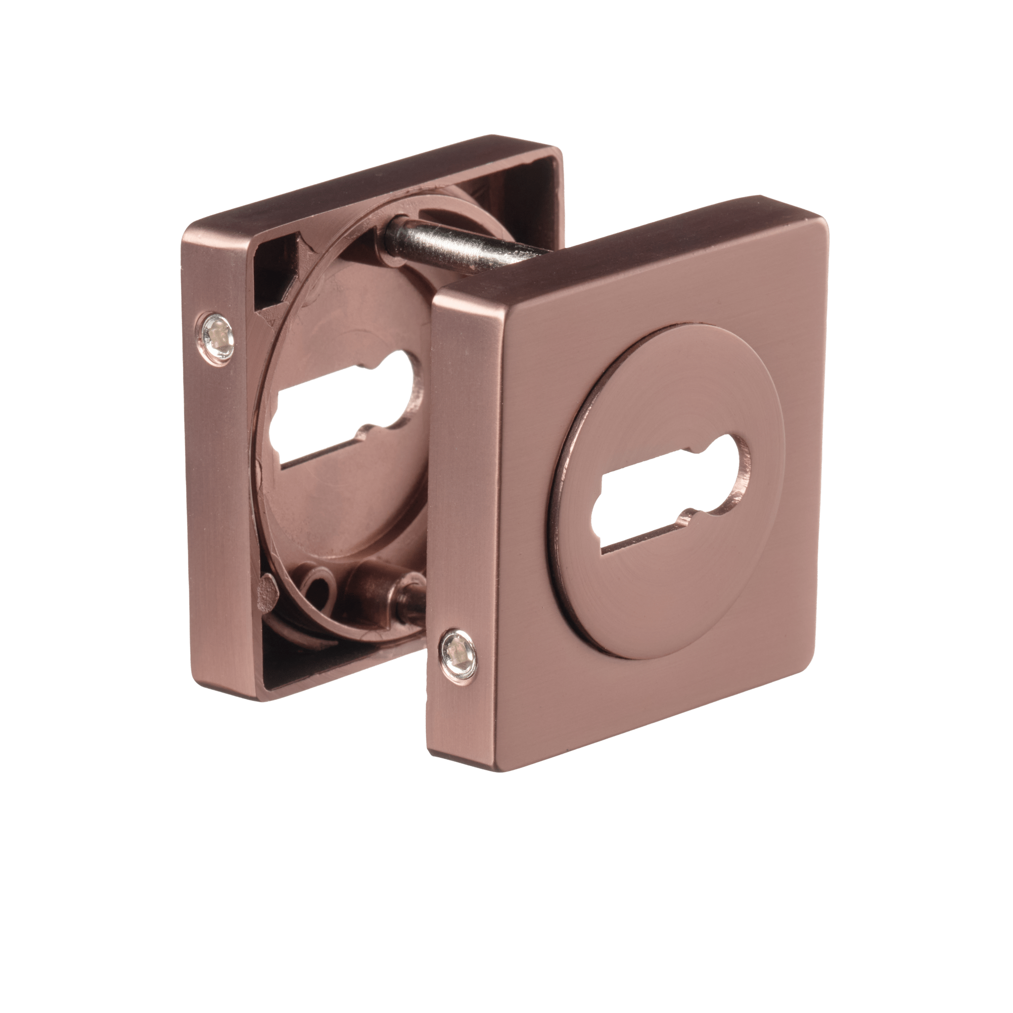 RVS vierkant rozet Alba mat koper 50 mm met zachte hoeken voor een luxe moderne afwerking