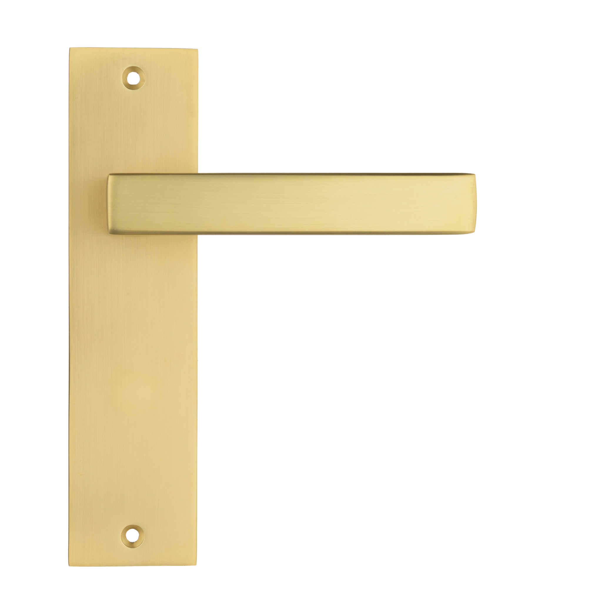 Mat gouden Avola deurklink op 180 × 45 mm kort schild geeft een luxe upgrade aan elke binnendeur