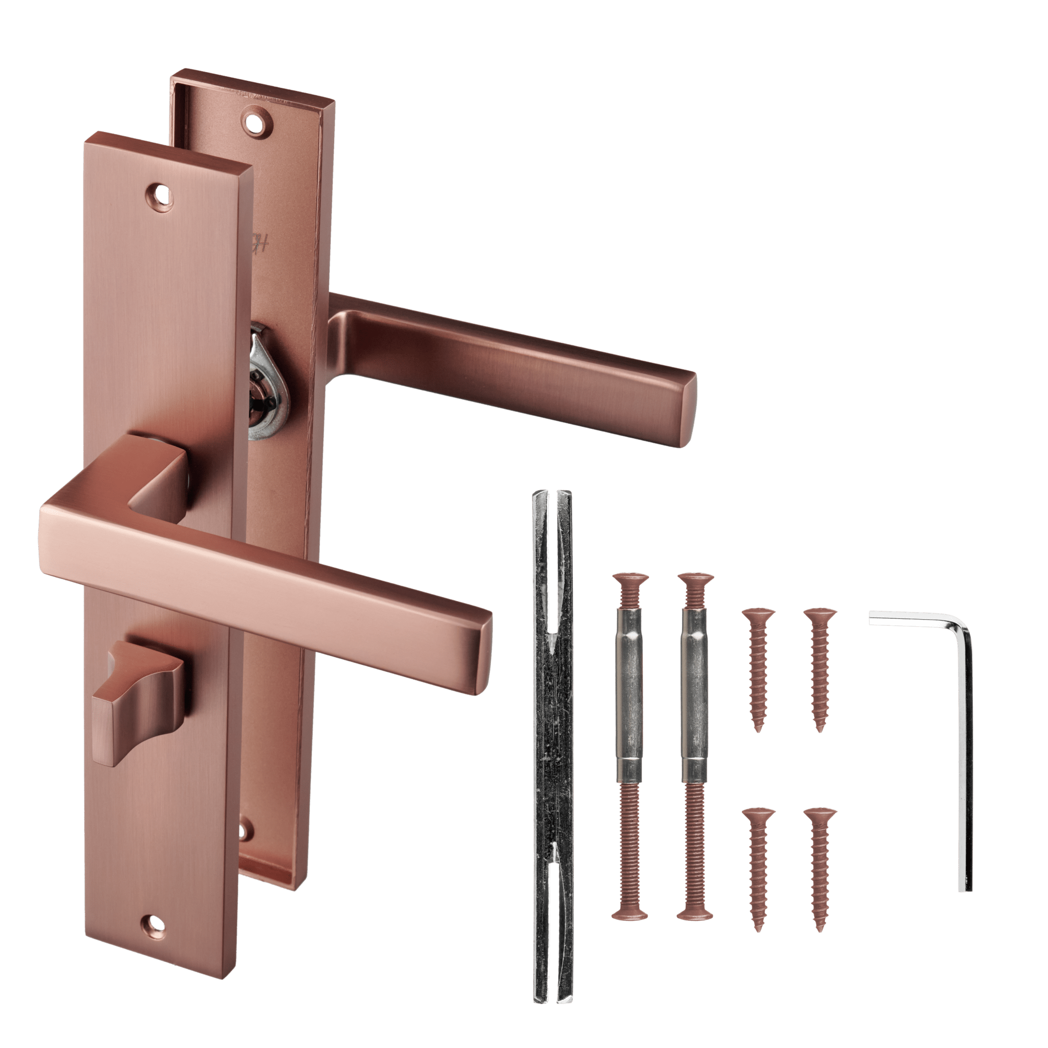 Universele Collodi WC-slot deurklink mat koper geschikt voor deurdiktes 20–70 mm links en rechts