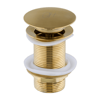 Gouden wastafel afvoerplug Flusso van Ostiumhome® – pop-up systeem volledig zichtbaar