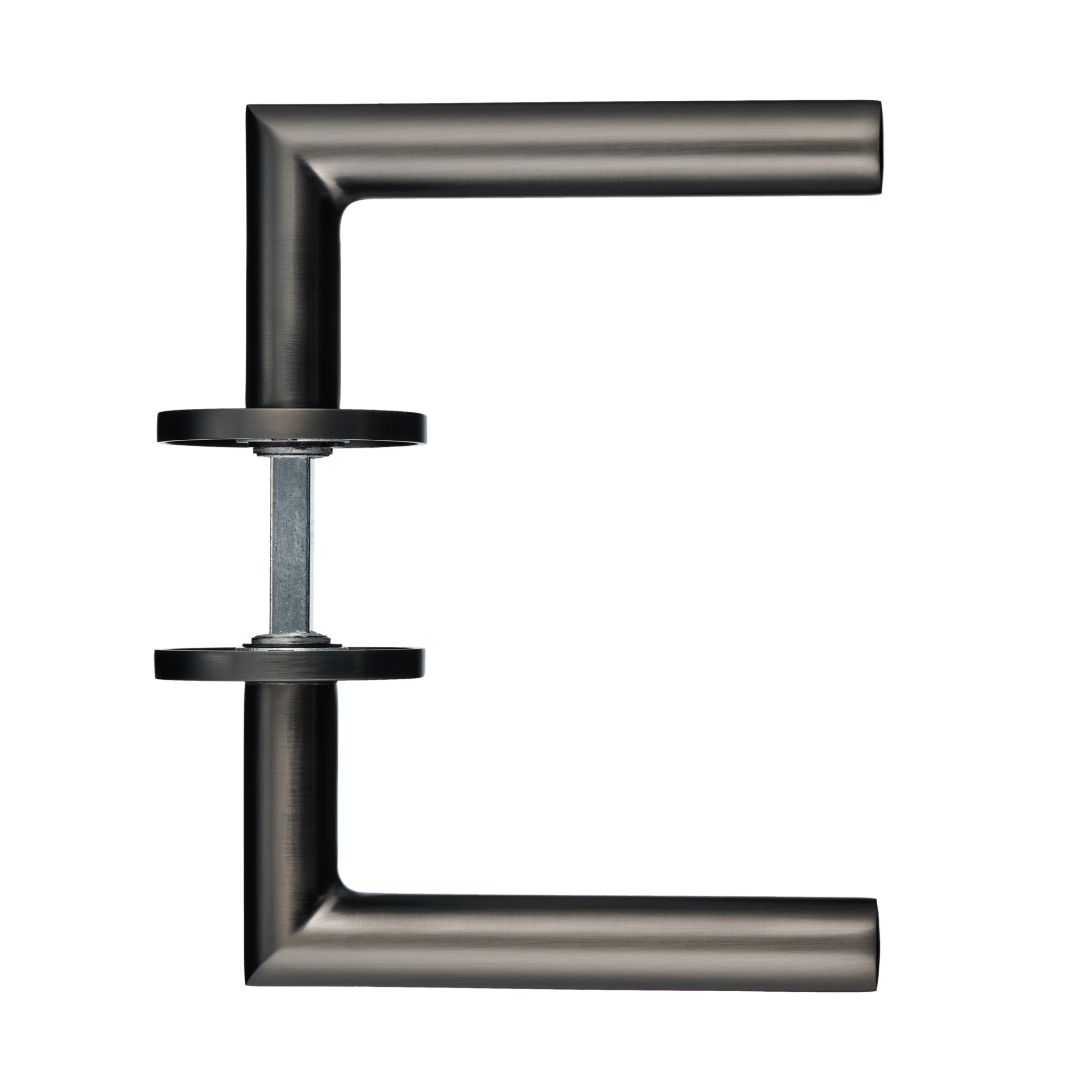 Geveerde RVS Cosa deurklink gun metal met comfortabele greep en soepele terugveeractie