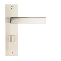 Geveerde Merano deurbeslagset RVS zilver met WC-slot keert na gebruik soepel terug en biedt directe privacy