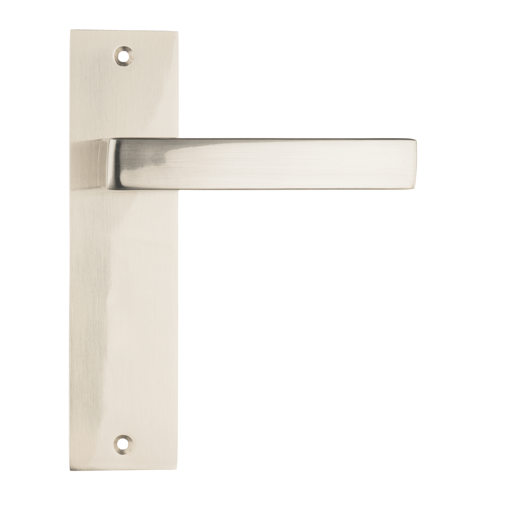 Geveerde RVS Merano deurbeslagset met ergonomische 145 mm greep en soepele terugveeractie