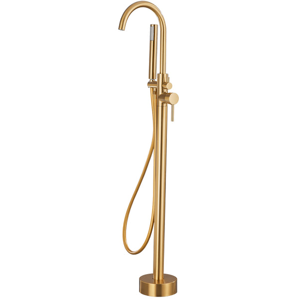 Badkraan Geborsteld goud, messing badkraan met 3-standen handdouche, enkele handgreep voor wandmontage badvulkraan, moderne badkamer douchemengkranen
