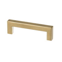 Luxueuze mat gouden handgreep hart-op-hart 96 mm, totale lengte 108 mm, strak 12×12 mm profiel voor een modern interieur