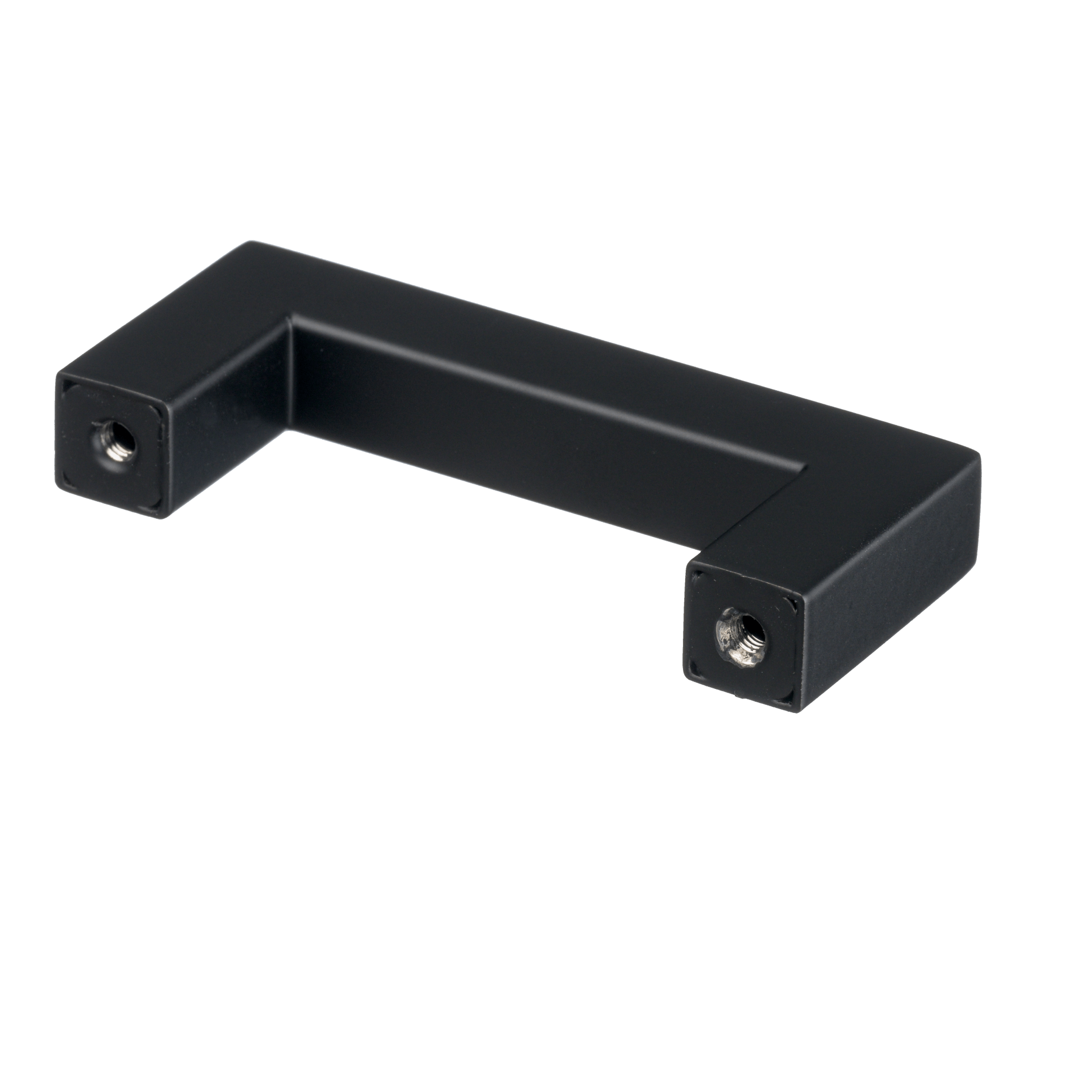 Robuuste mat zwarte handgreep met vierkant 12×12 mm profiel en 32 mm projection, ideaal voor kastdeuren, lades of handdoekrails