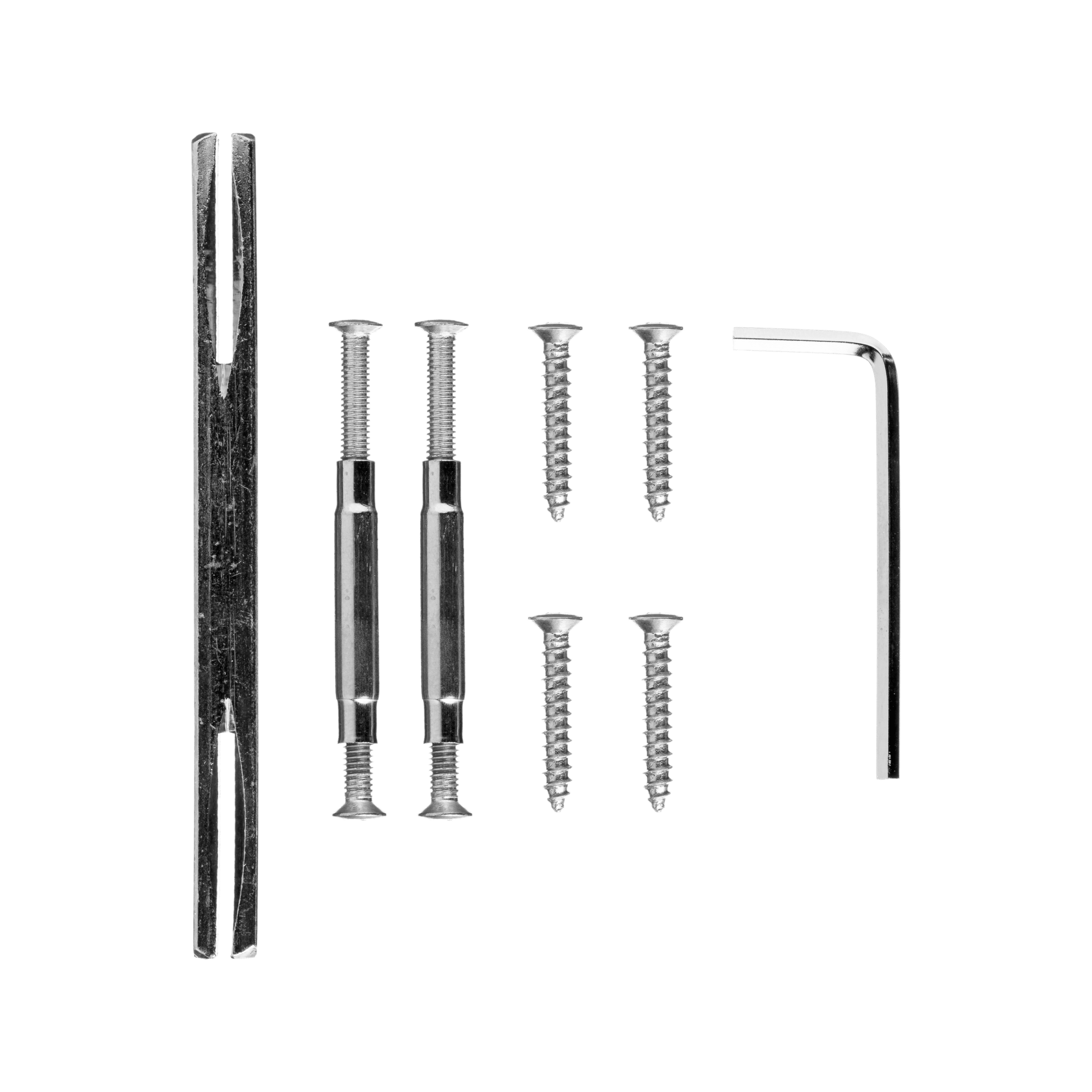 Complete Merano WC-slot deurklink RVS zilver geleverd met schroeven en overige bevestigingsmaterialen voor snelle installatie