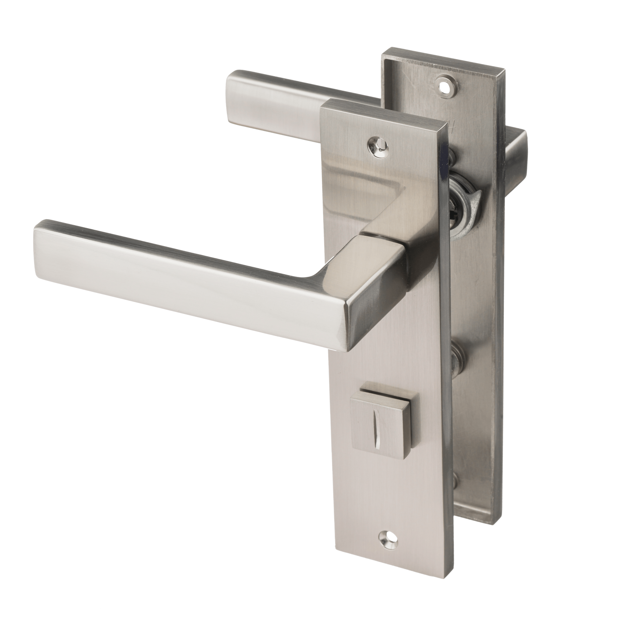 Ergonomische Merano WC-slot deurklink RVS look zilver met comfortabele 135 mm greep en krasbestendige afwerking