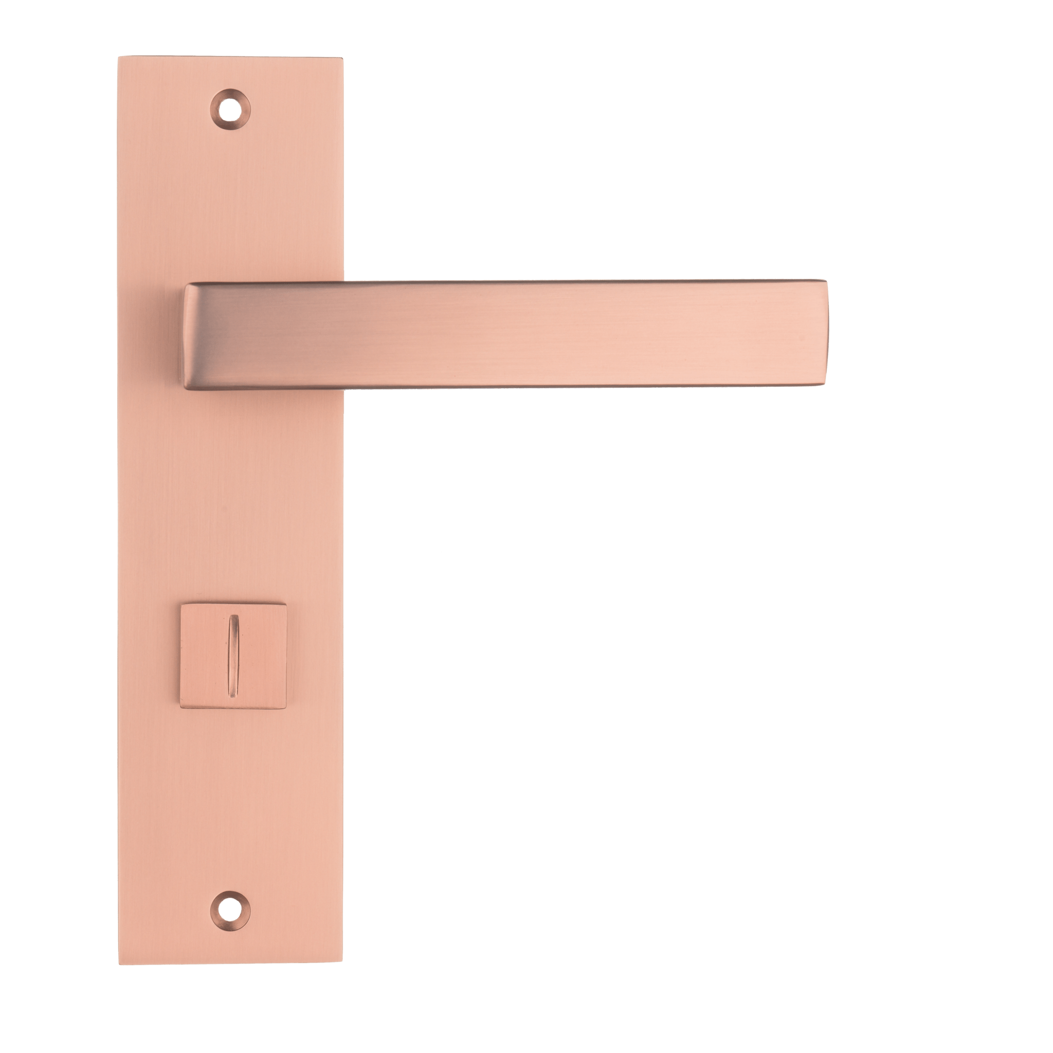 Geveerde Nola deurbeslagset mat koper met vrij-bezet draaiknop en vloeiend terugveerend mechanisme