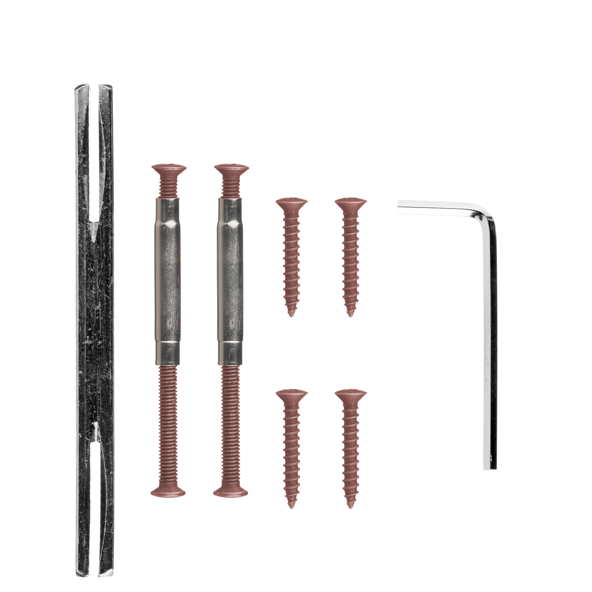 Complete Nola WC-slot deurklink mat koper geleverd met schroeven en ander bevestigingsmateriaal voor snelle installatie