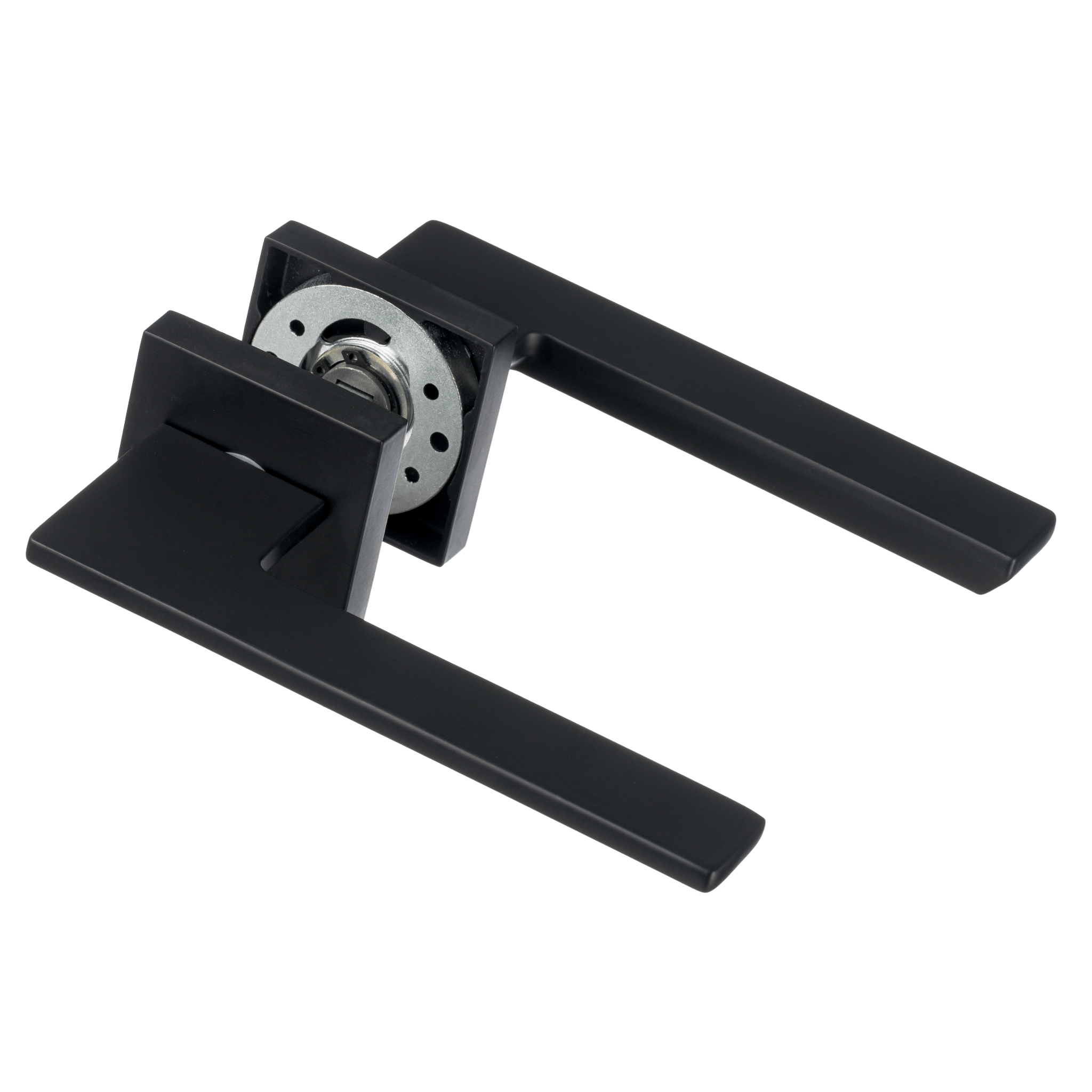 Duurzaam zamak Nuoro deurbeslag mat zwart met strak 50 mm vierkant rozet