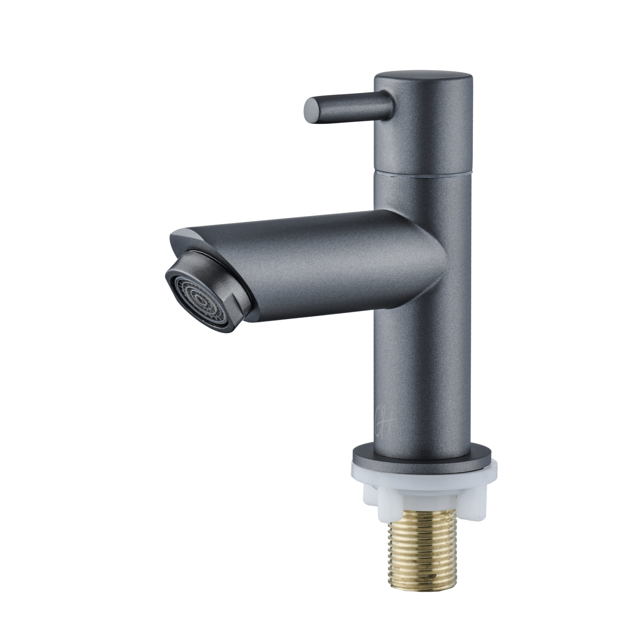 Detailaanzicht van de Aquila koudwaterkraan in Gun Metal met industriële look en strakke lijnen.