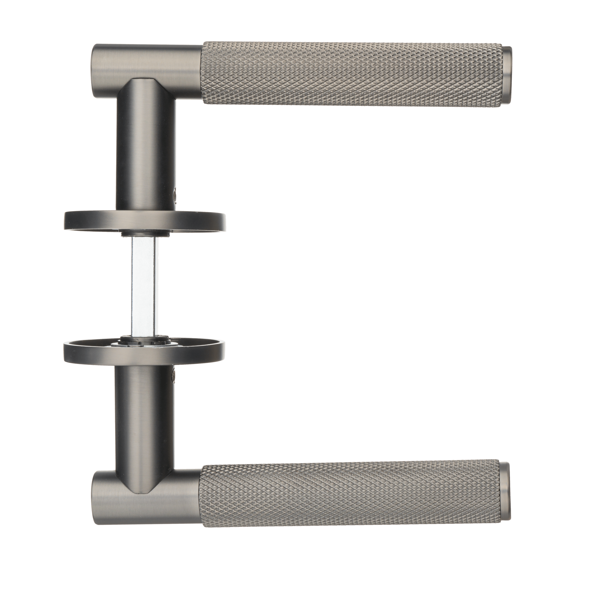 Ostiumhome Basio premium deurkruk gun metal met verfijnde diamond-cut afwerking en moderne, minimalistische uitstraling