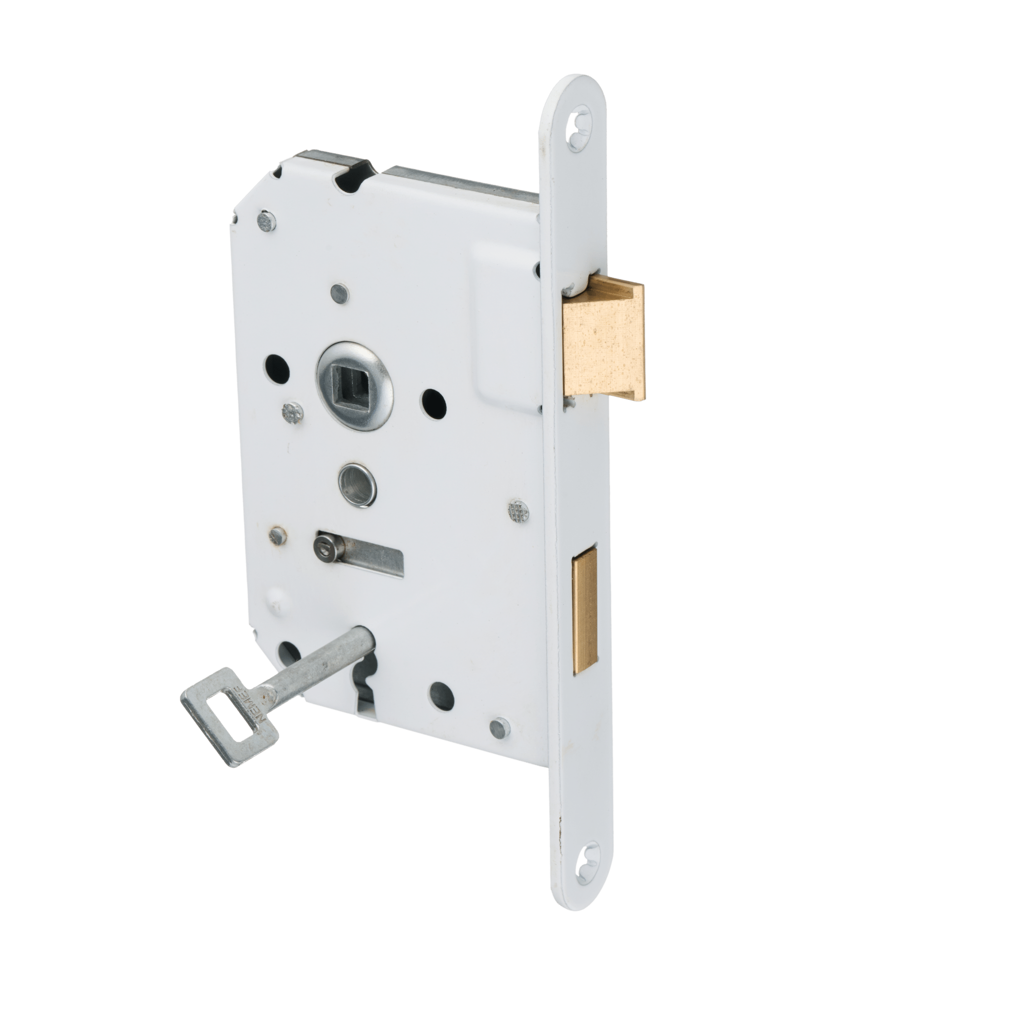 Wit loopslot van Ostiumhome® met sleutelgat en sleutel – voorplaat 20x174 mm, hartafstand PC56