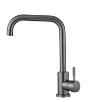 Gun Metal keukenkraan van Ostiumhome in vooraanzicht met matte premium finish en strakke rechte uitloop.