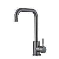 Zijaanzicht van de Gun Metal mengkraan met ergonomische hendel en stijlvol industrieel profiel.
