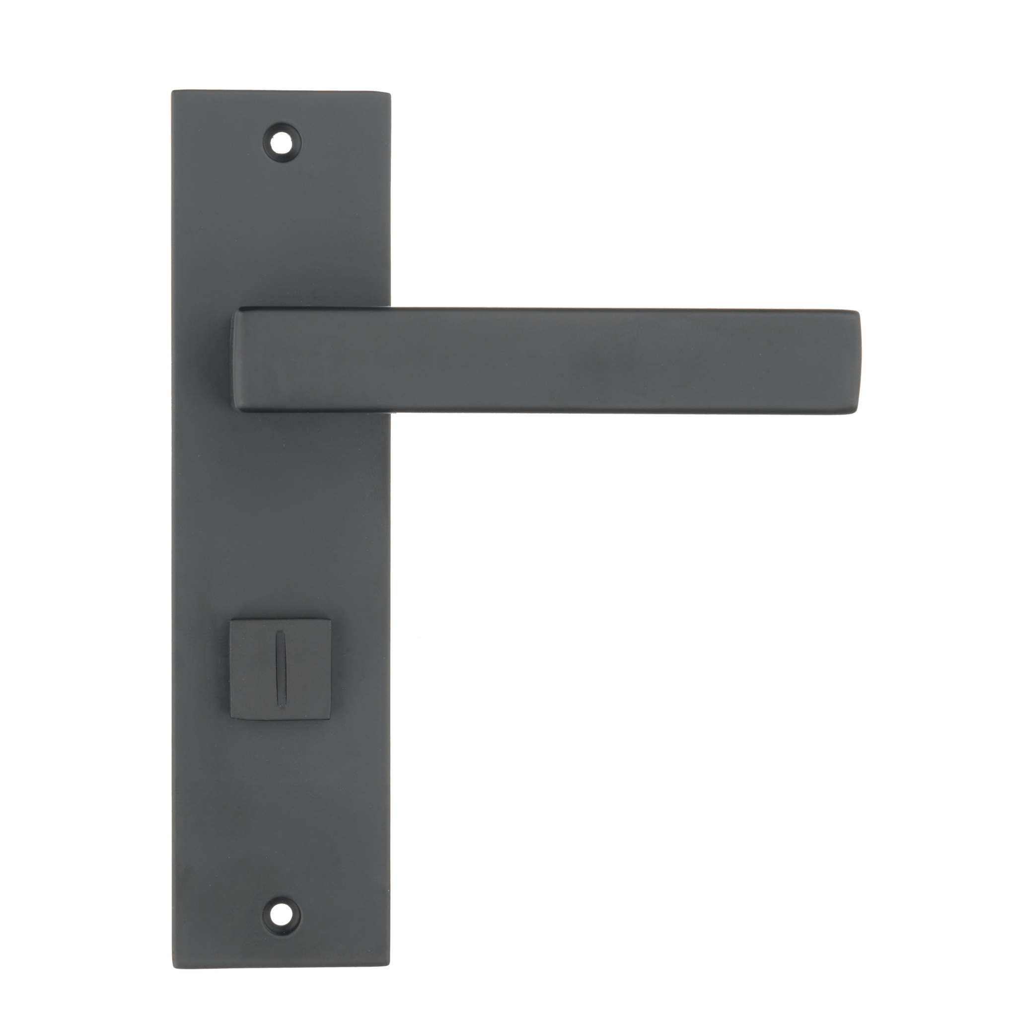 Universele Ravello WC-slot deurklink mat zwart op kort schild geschikt voor deurdiktes 20 – 70 mm