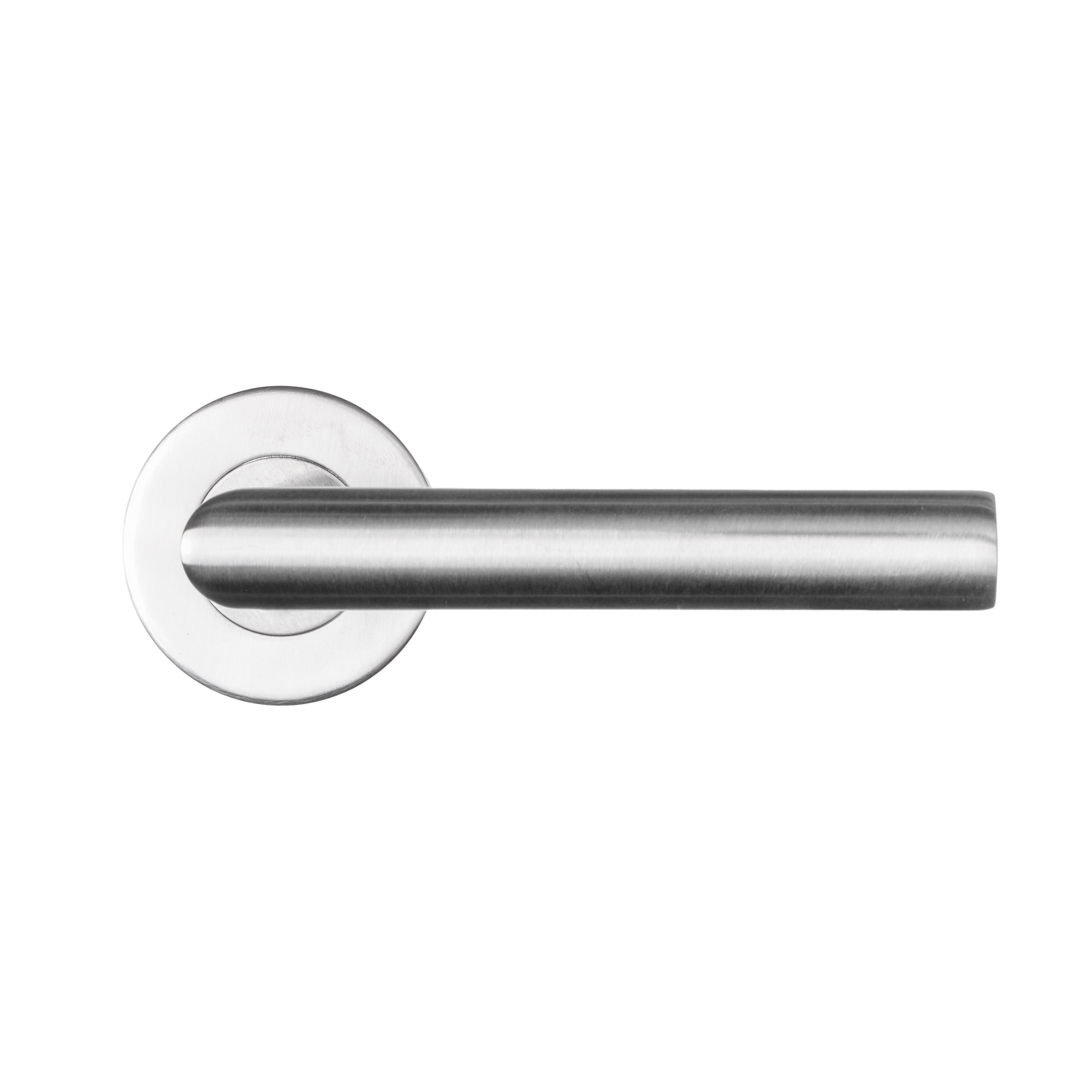 Geborstelde RVS deurklink Ovada 130 mm met ergonomische greep en universele links-rechts montage