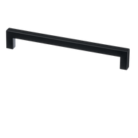 Mat zwarte handgreep hart-op-hart 192 mm, totale lengte 204 mm, vierkant profiel voor strakke kastdeuren