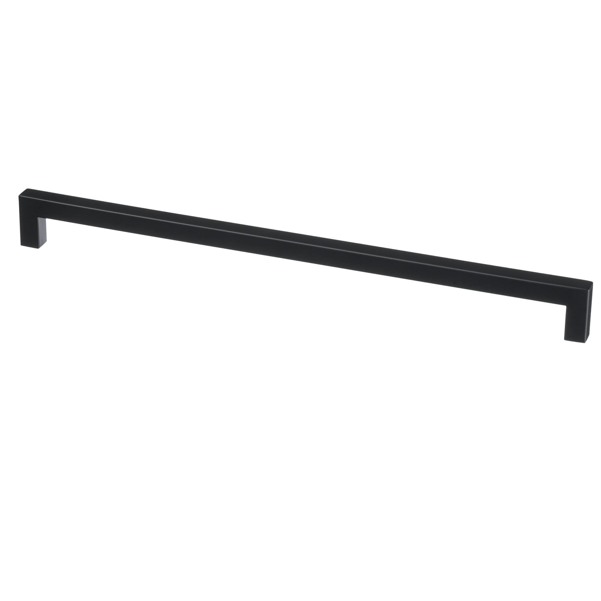 Robuuste mat zwarte handgreep 320 mm hart-op-hart (332 mm totaal) met vierkant 12×12 mm profiel voor een modern interieur