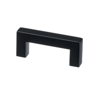 Compacte mat zwarte handgreep hart-op-hart 64/76 mm met 12×12 mm profiel en 32 mm uitsteek voor een strak, modern interieur