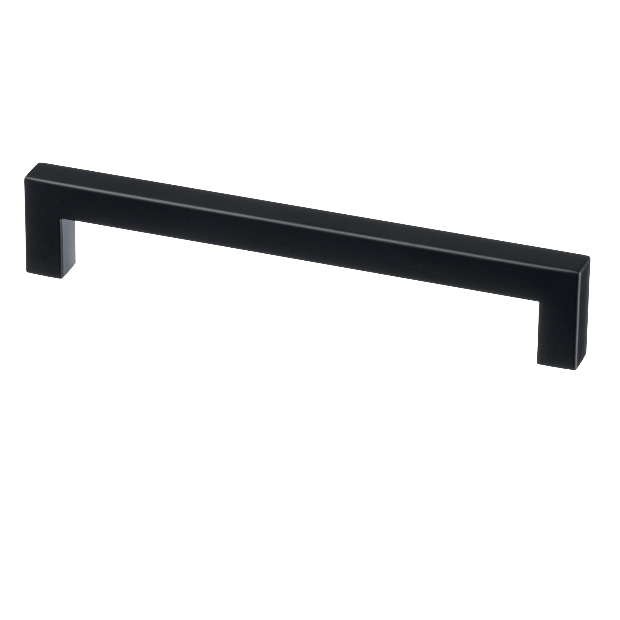Mat zwarte handgreep hart-op-hart 160 mm, totale lengte 172 mm, slank 12×12 mm profiel voor moderne kasten