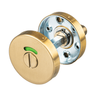 Mat gouden Avosso WC slot rond 50 mm met vrij-bezet indicator voor badkamerdeur