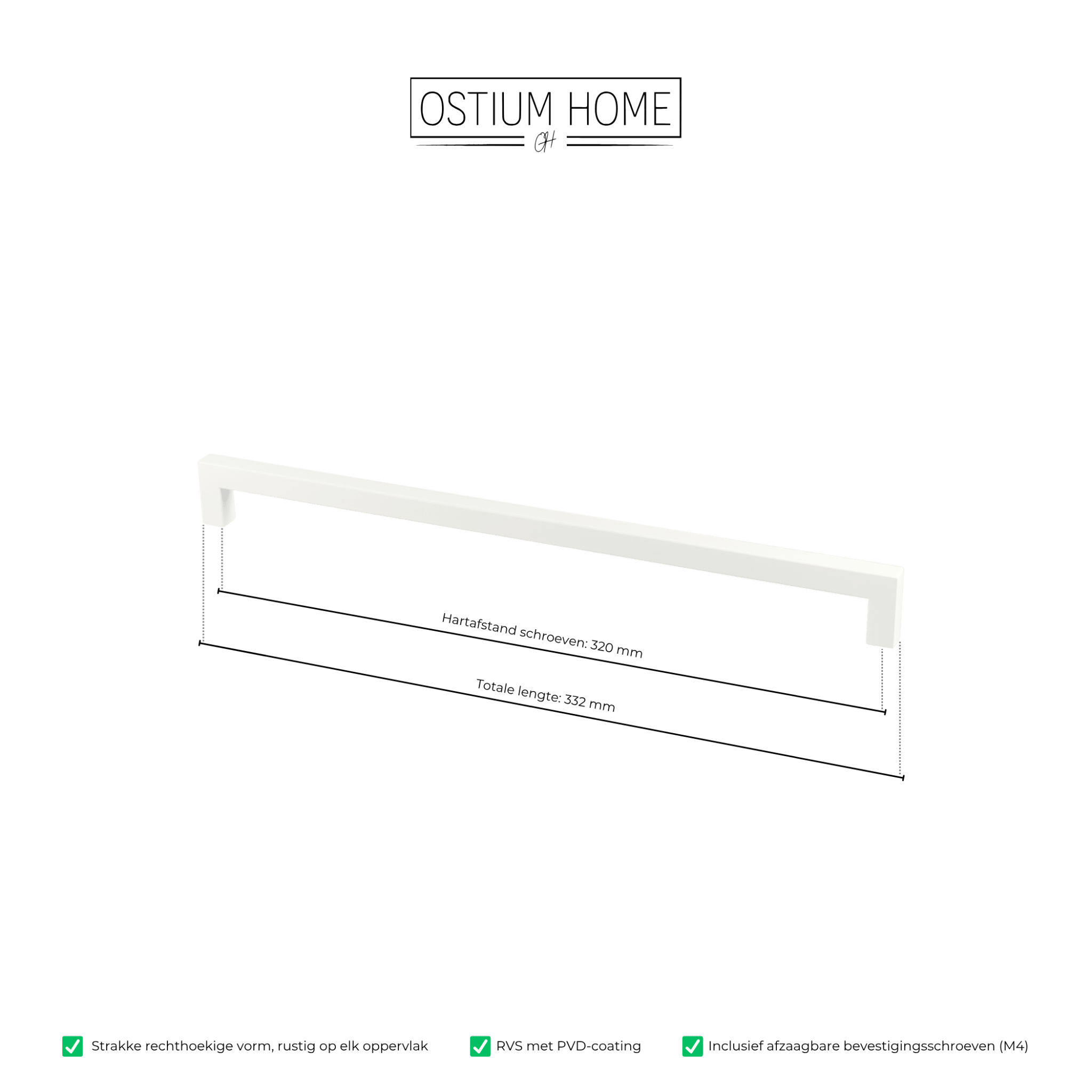 Handgreep Wit - 320mm/332mm