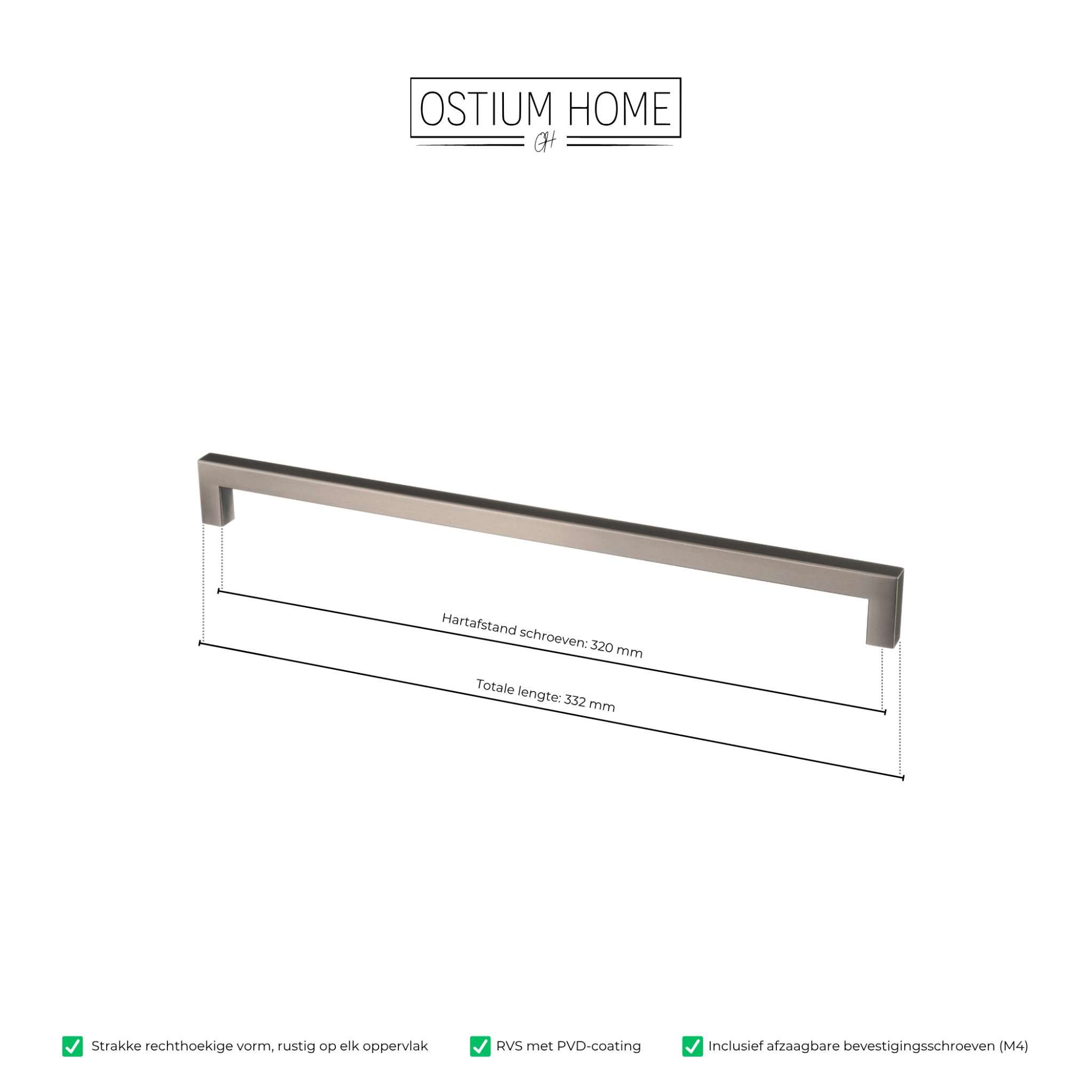 Handgreep Gun Metal - 320mm/332mm