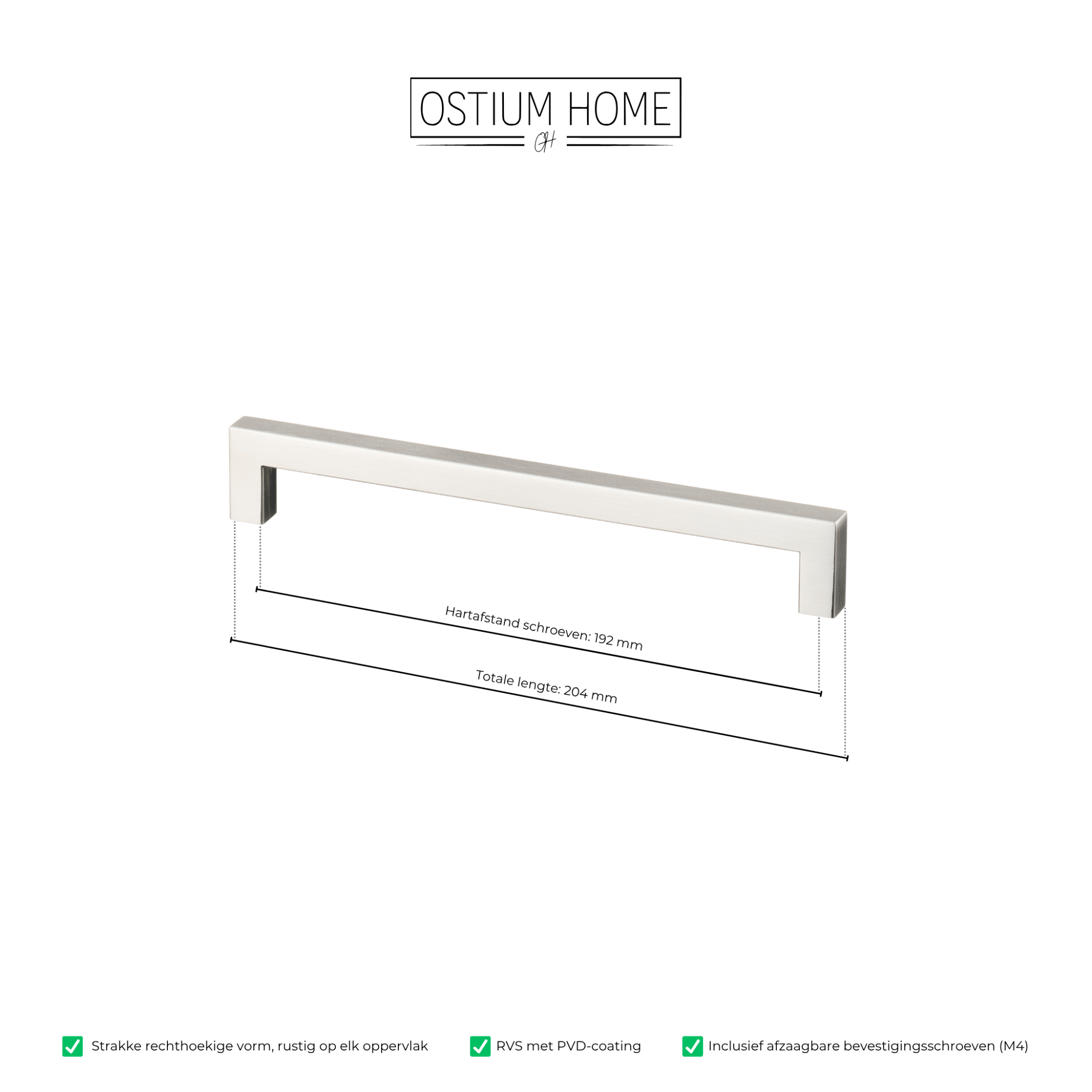 Handgreep RVS - 192mm/204mm – afbeelding 4