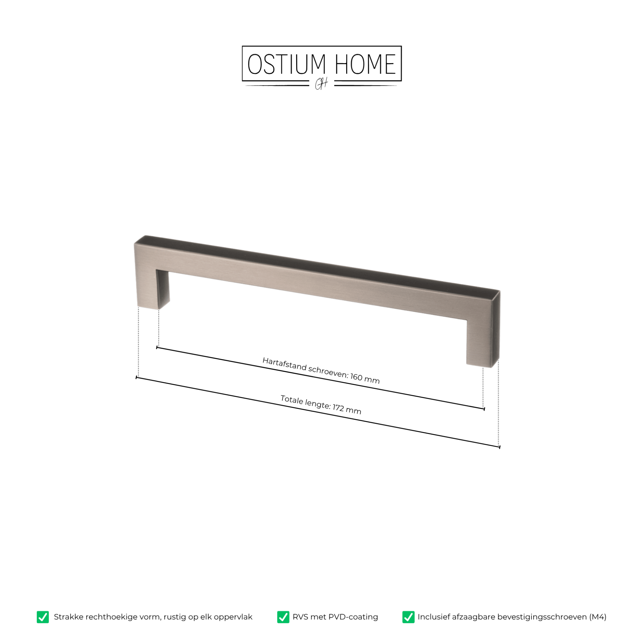 Handgreep Gun Metal - 160mm/172mm