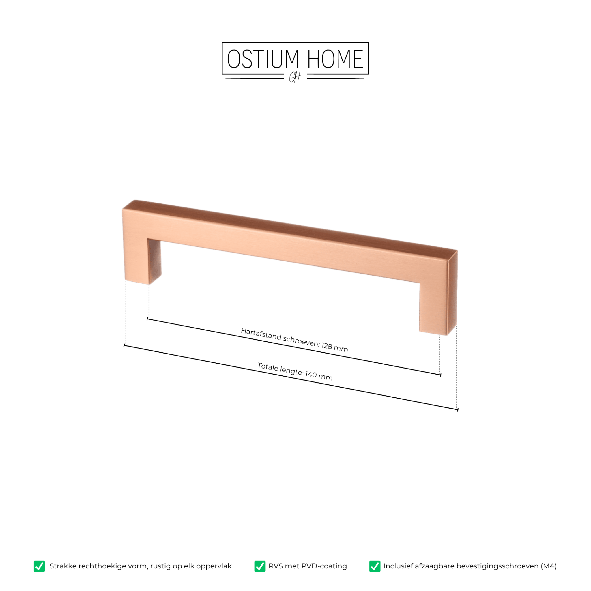 Handgreep Koper - 128mm/140mm – afbeelding 4