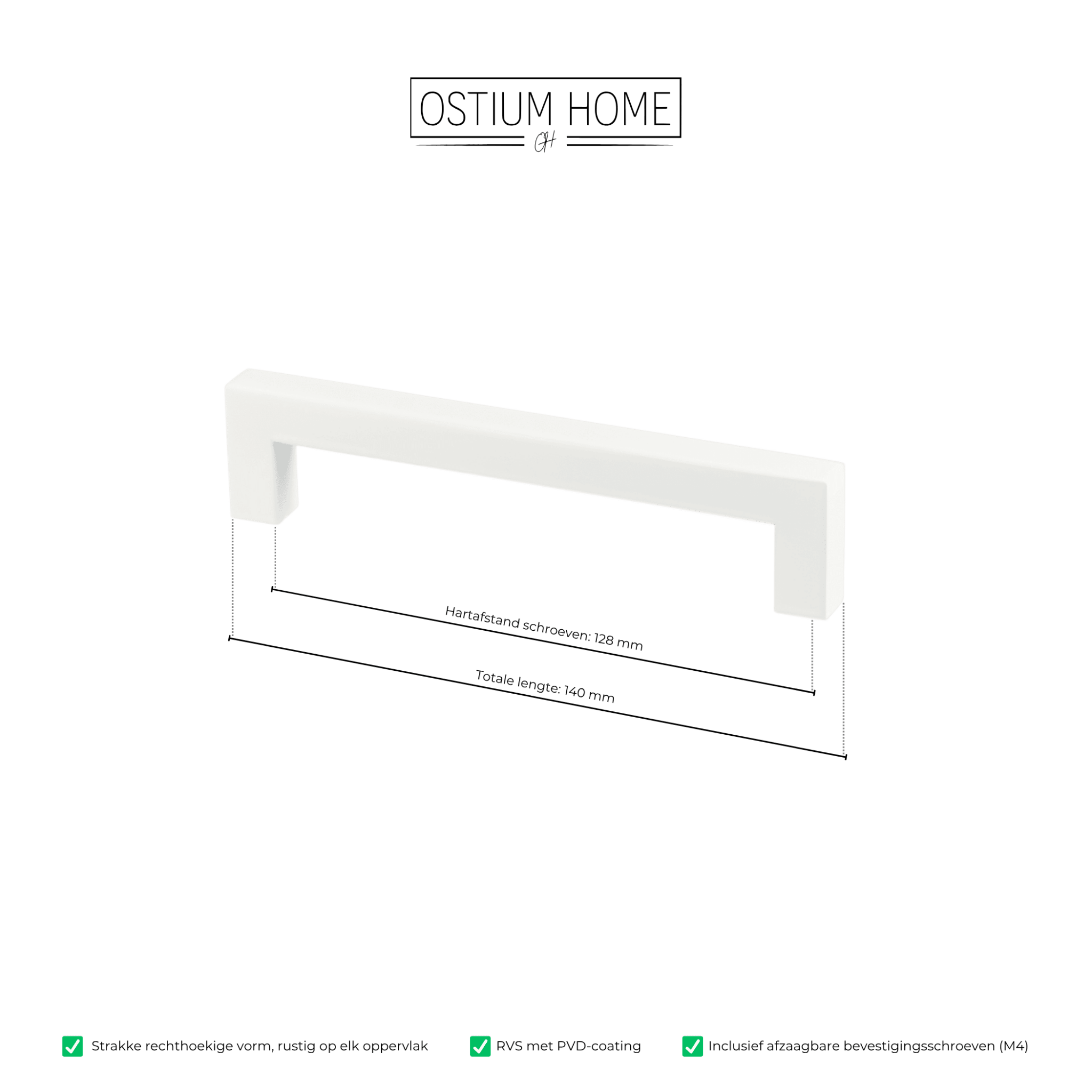 Handgreep Wit - 128mm/140mm
