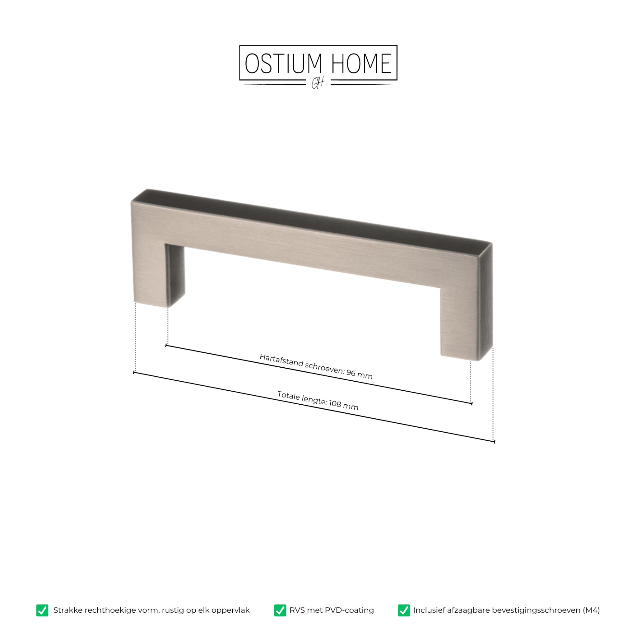 Handgreep Gun Metal - 96mm/108mm