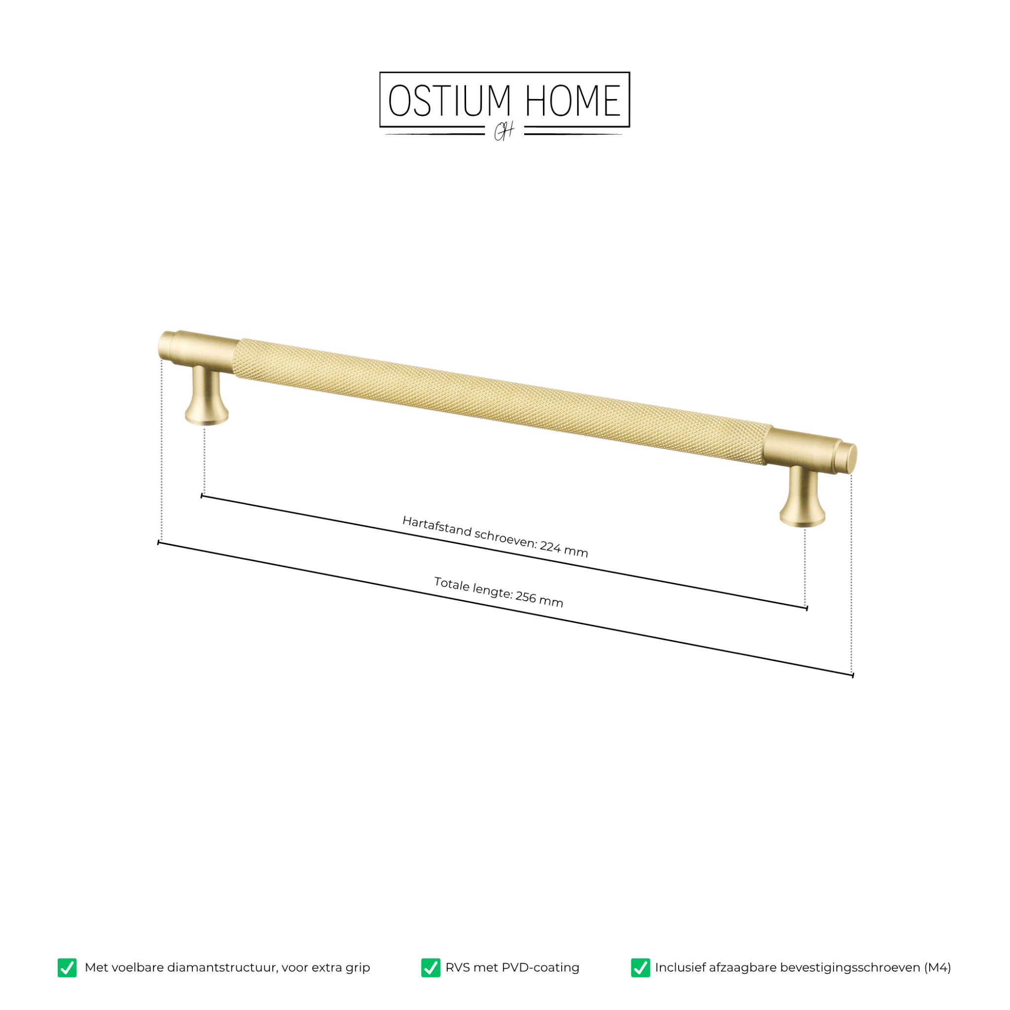 Handgreep Goud - diamond cut - 224mm/256mm – afbeelding 4