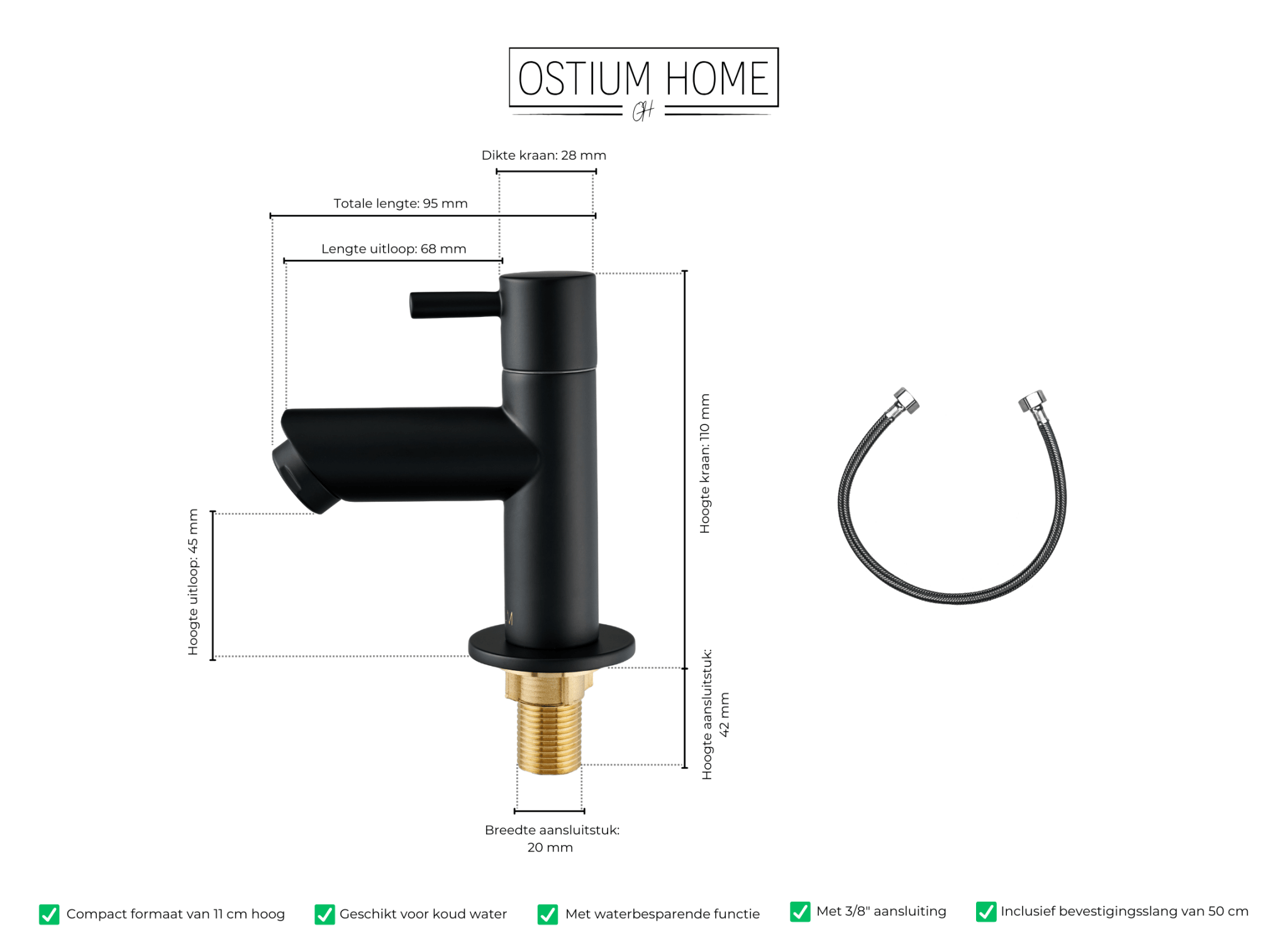 Aquila - Fonteinkraan Zwart - Koud Water