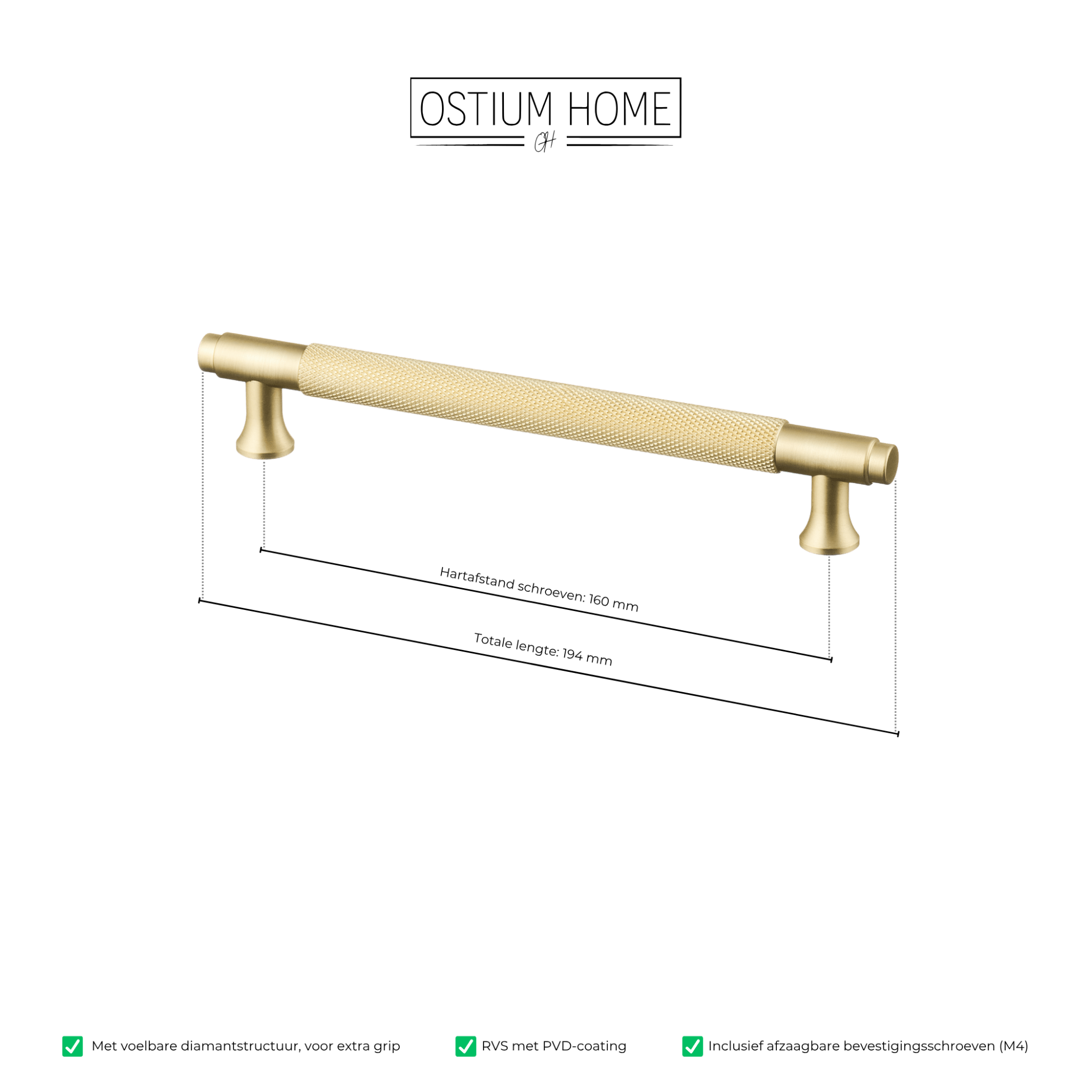 Handgreep Goud - diamond cut - 160mm/194mm – afbeelding 4