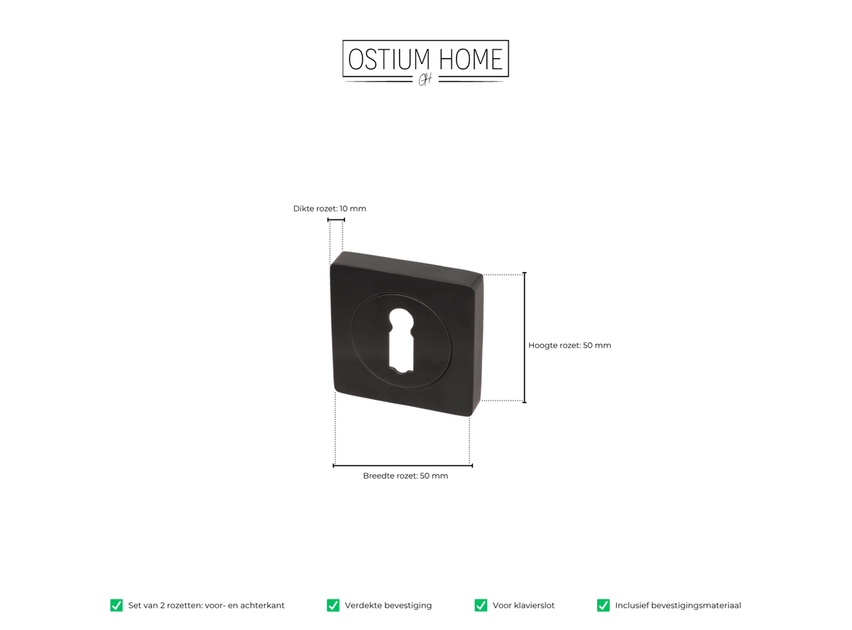 Vierkant Schlüsselschild Schwarz