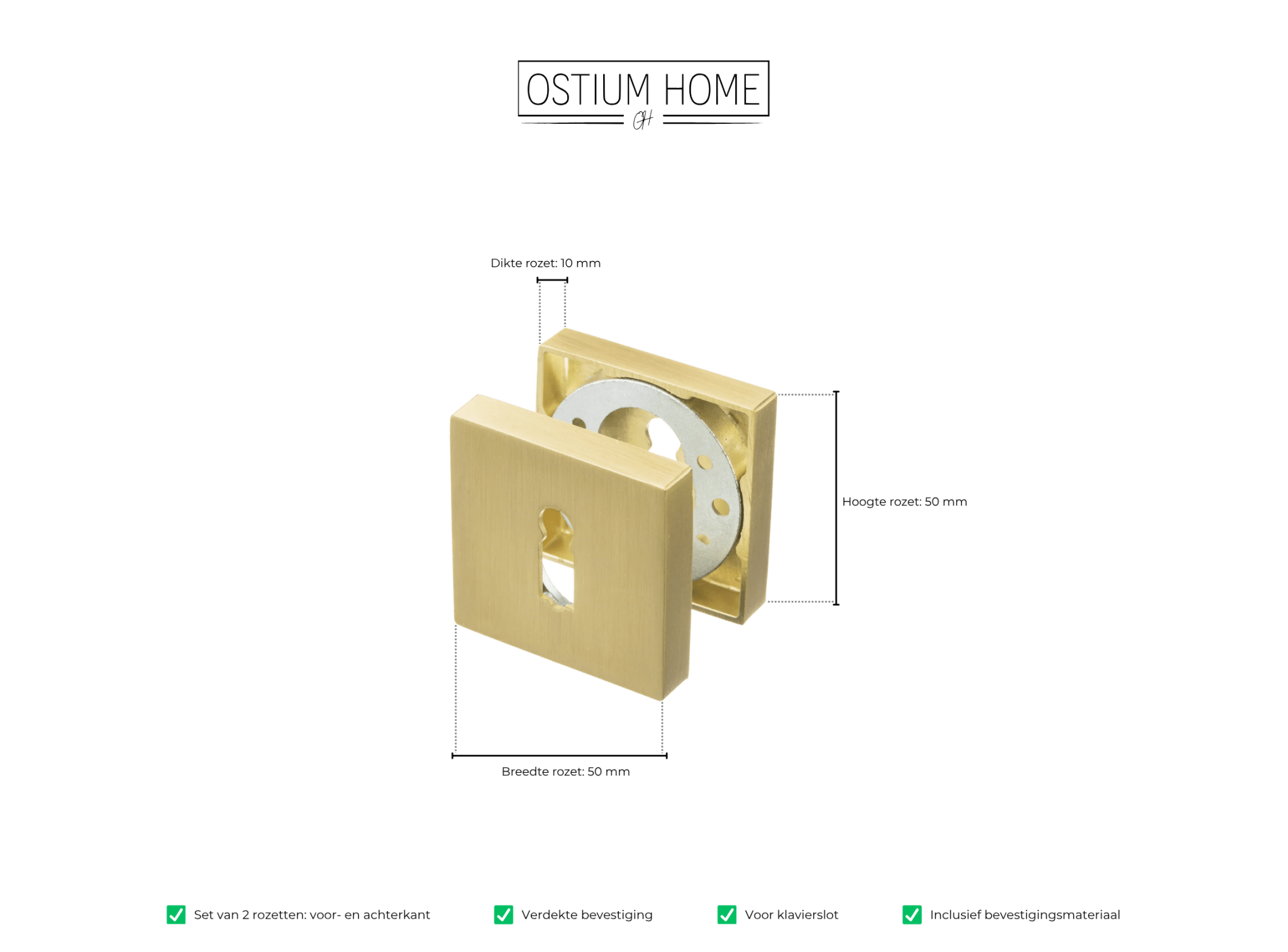 Quadratischer Schlüsselrosette Gold