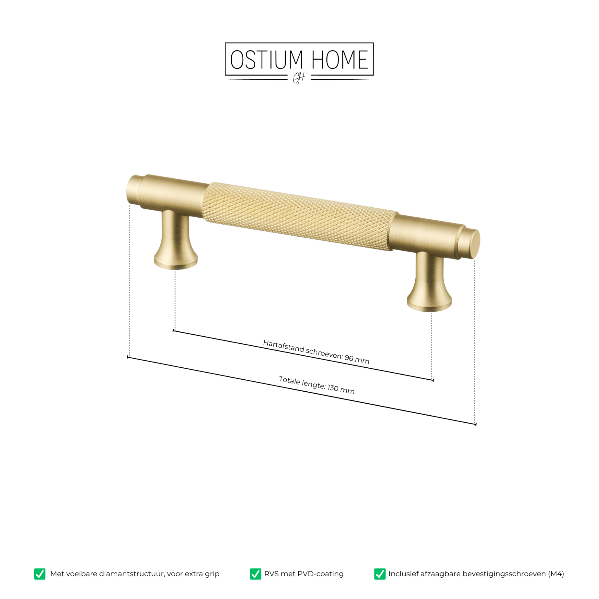 Handgreep Goud - diamond cut - 96mm/130mm – afbeelding 4
