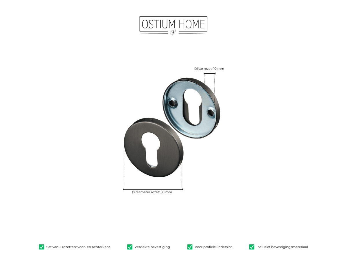 Rond Cilinderrozet - Gun Metal