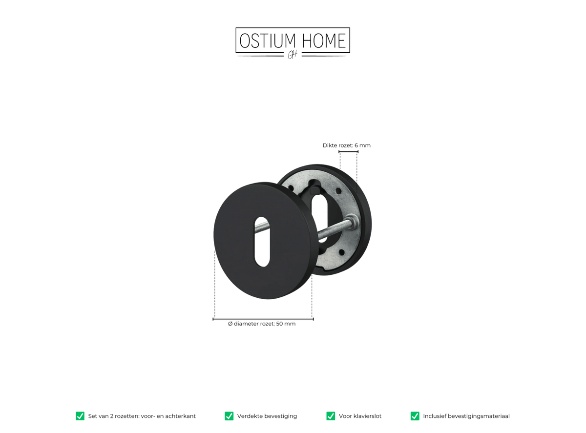 Schlüsselrosette Schwarz - rund